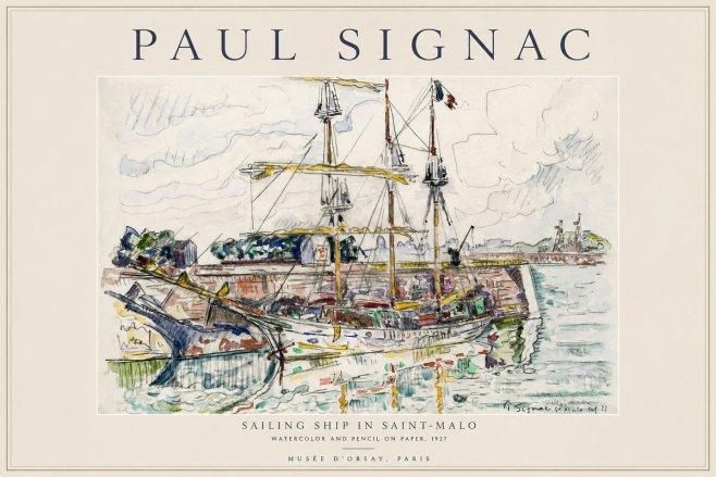 Signac Sailing Ship in Saint-malo No1 - Póster