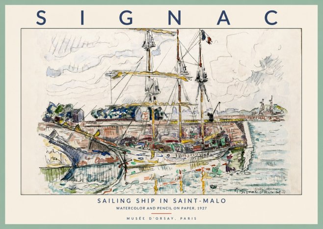 Signac Sailing Ship in Saint-malo No2 - Póster