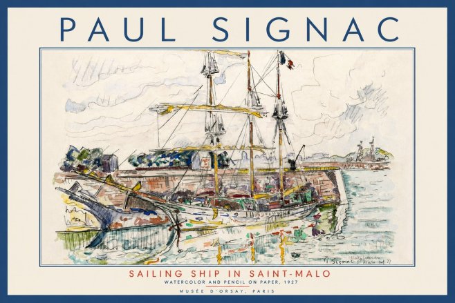 Signac Sailing Ship in Saint-malo No3 - Póster