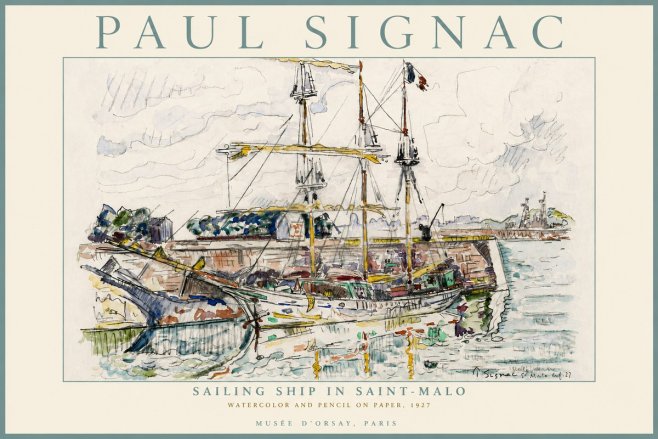 Signac Sailing Ship in Saint-malo No6 - Póster