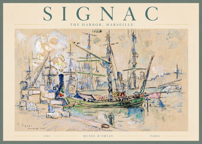 Signac The Harbor, Marseille No6 - Póster