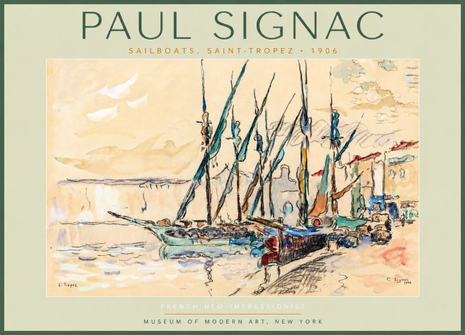 Signac Sailboats, Saint-tropez No4 - Póster