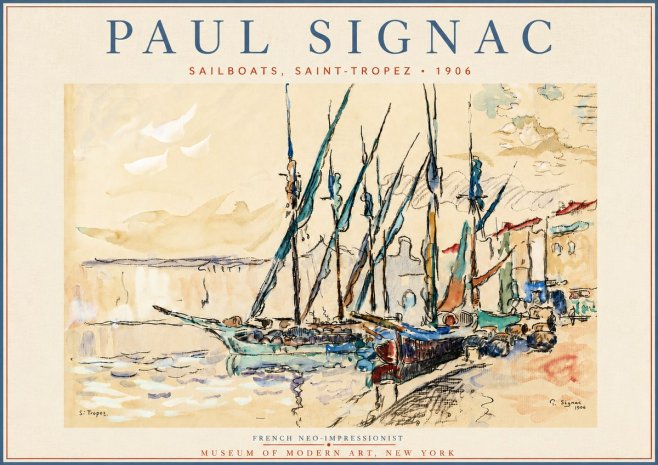 Signac Sailboats, Saint-tropez No6 - Póster