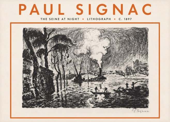 Signac The Seine at Night No5 - Póster