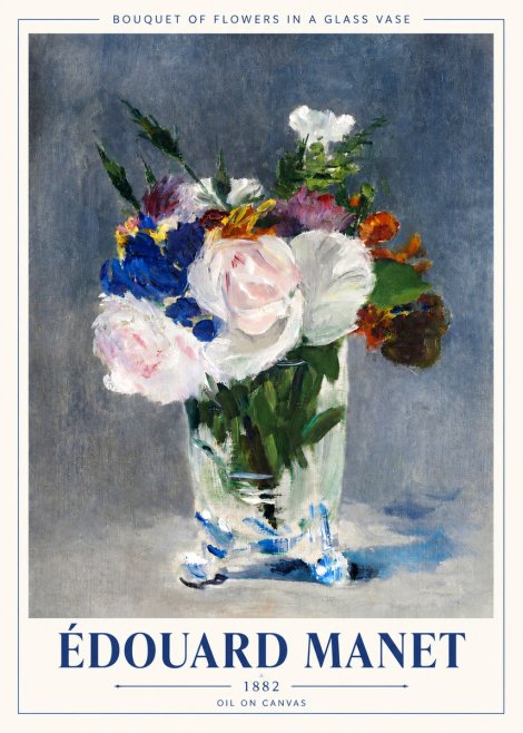 Édouard Manet Bouquet of Flowers in a Glass Vase No4 - Póster