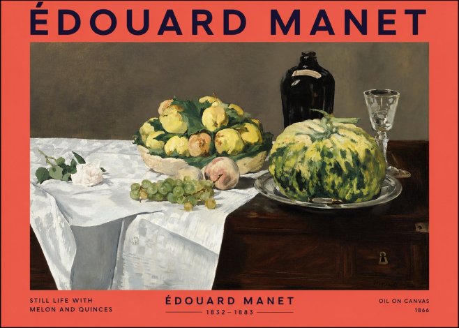 Édouard Manet Still Life with Melon and Quinces No2 - Póster