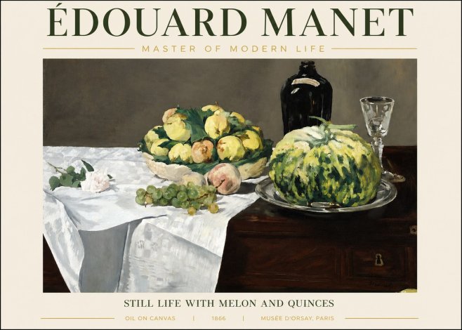 Édouard Manet Still Life with Melon and Quinces No3 - Póster