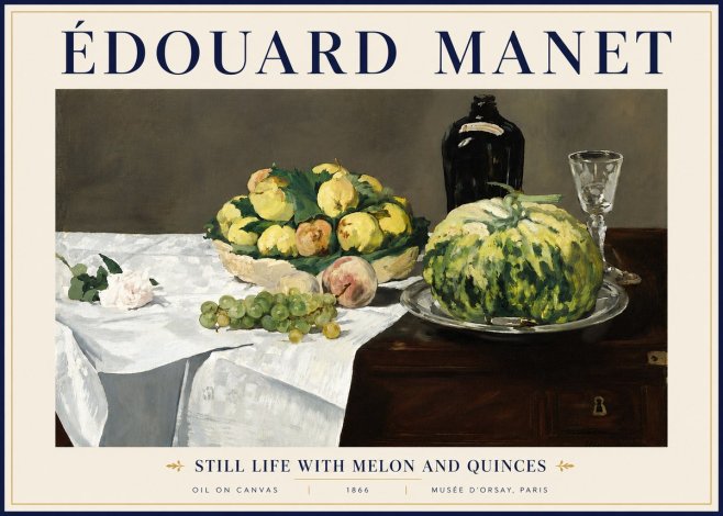 Édouard Manet Still Life with Melon and Quinces No5 - Póster
