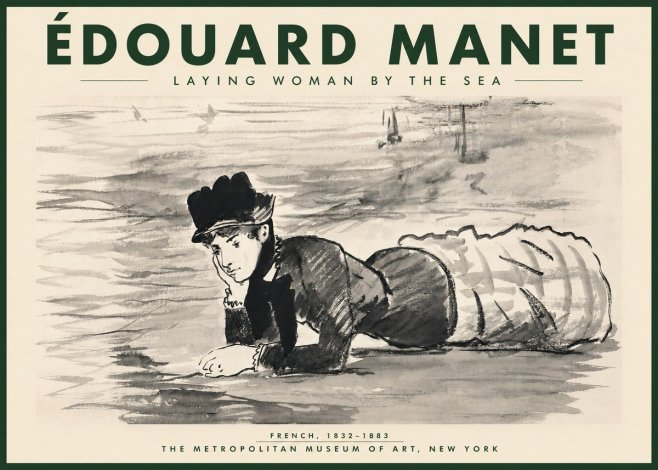 Édouard Manet Laying Woman by the Sea No4 - Póster