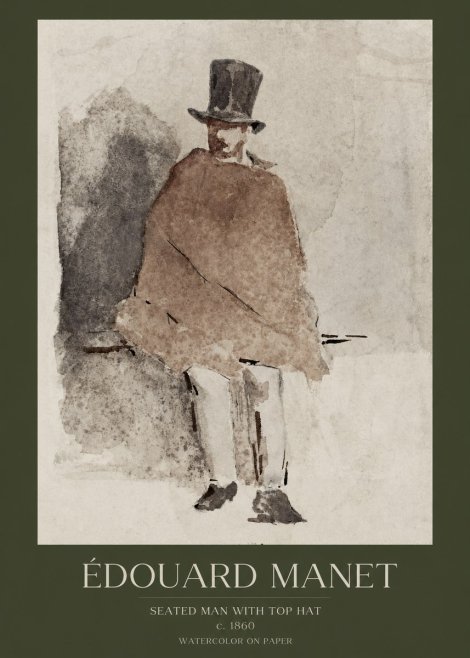 Édouard Manet Seated Man with Top Hat No1 - Póster