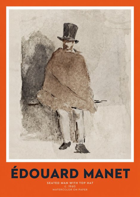 Édouard Manet Seated Man with Top Hat No2 - Póster