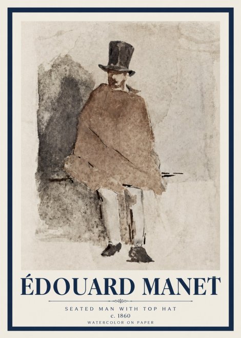 Édouard Manet Seated Man with Top Hat No3 - Póster