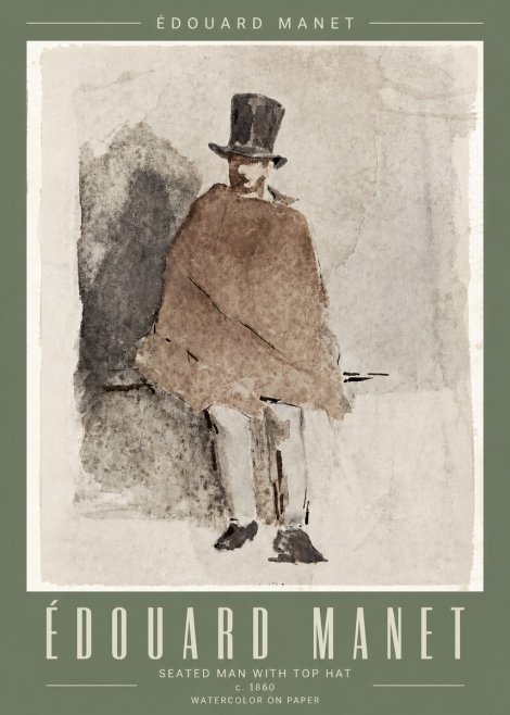 Édouard Manet Seated Man with Top Hat No4 - Póster