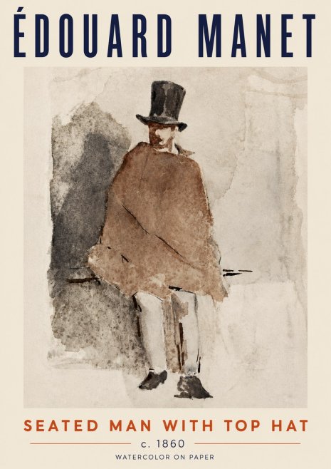 Édouard Manet Seated Man with Top Hat No5 - Póster