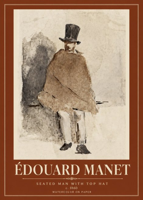 Édouard Manet Seated Man with Top Hat No6 - Póster