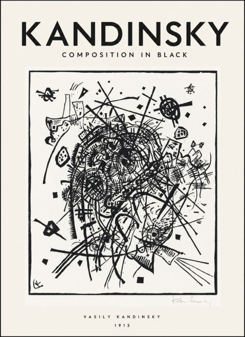 Kandinsky Composition in Black No1 - Póster