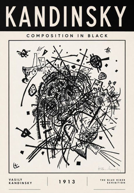 Kandinsky Composition in Black No3 - Póster