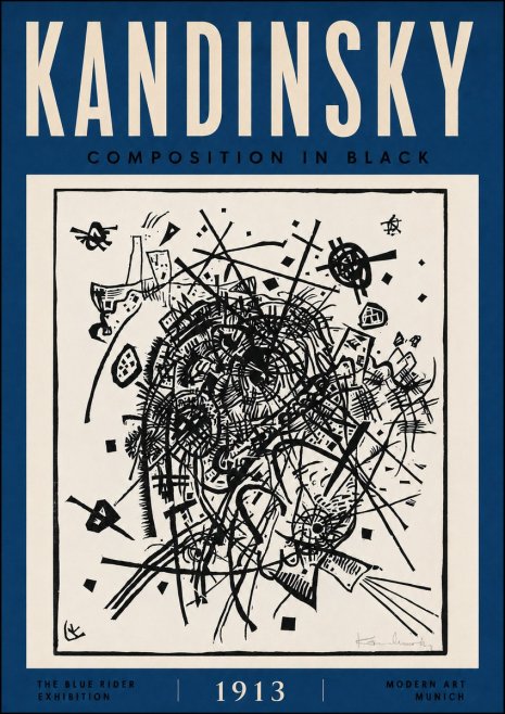 Kandinsky Composition in Black No5 - Póster