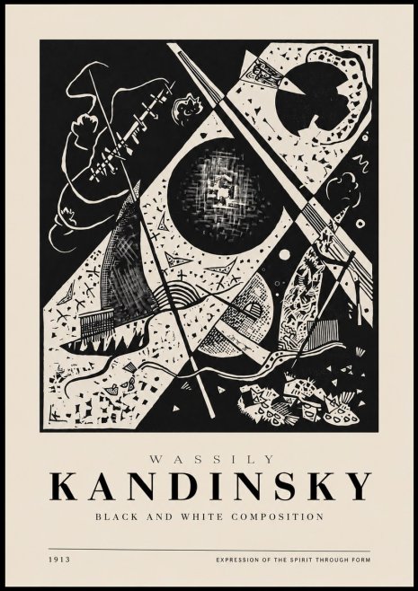Kandinsky Black and White Composition No3 - Póster