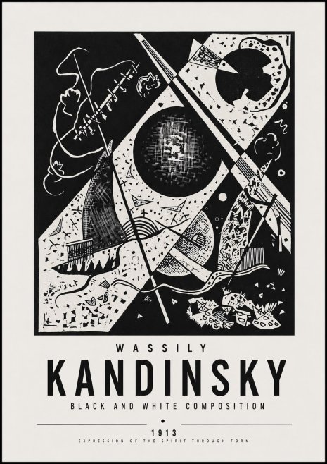 Kandinsky Black and White Composition No5 - Póster