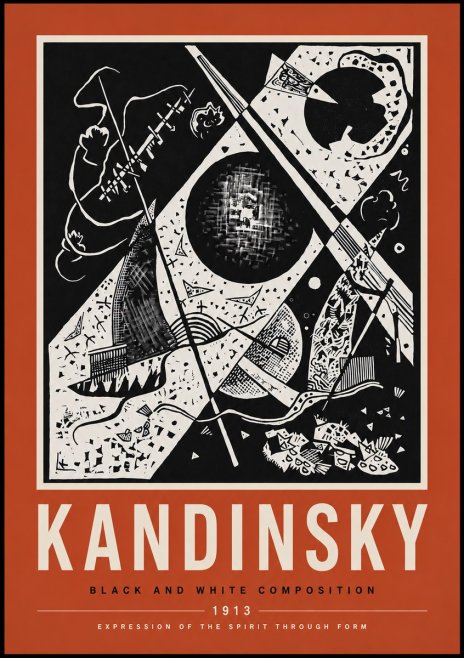 Kandinsky Black and White Composition No6 - Póster