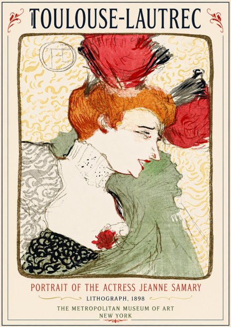 Toulouse-Lautrec Portrait of the Actress Jeanne Samary No3 - Póster