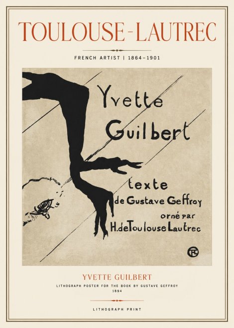 Toulouse-Lautrec Yvette Guilbert No1 - Póster