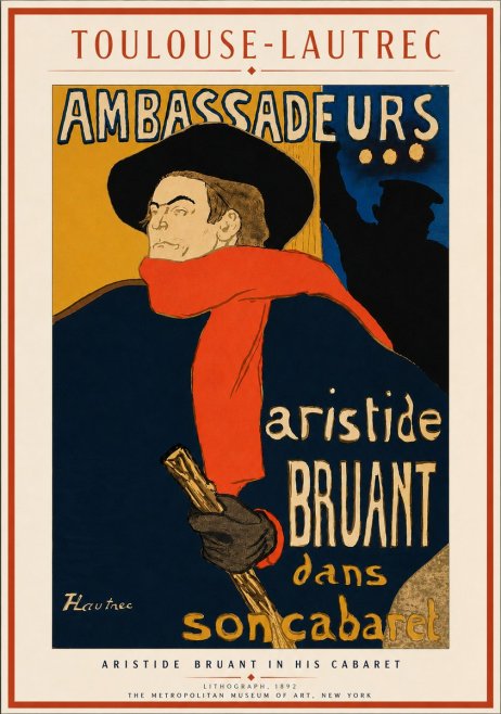 Toulouse-Lautrec Aristide Bruant in His Cabaret I No3 - Póster