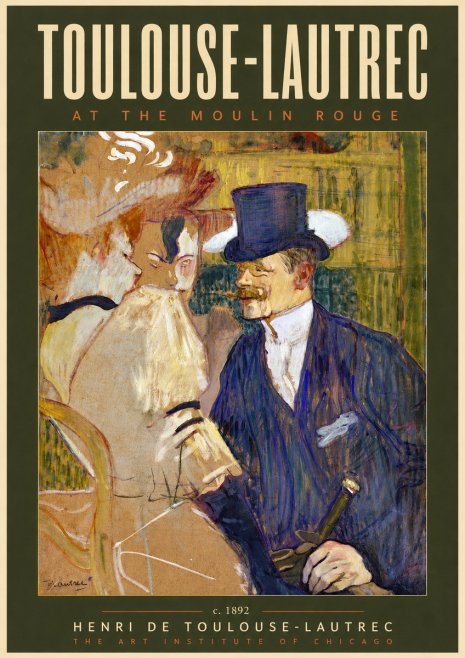 Toulouse-Lautrec At the Moulin Rouge III No4 - Póster