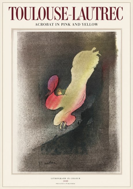 Toulouse-Lautrec Acrobat in Pink and Yellow No1 - Póster