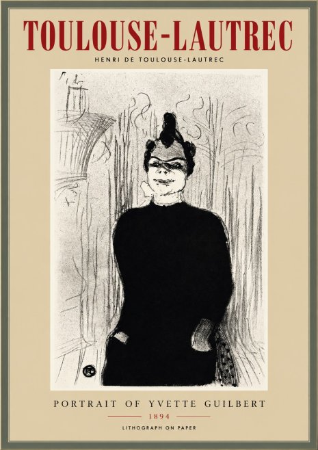 Toulouse-Lautrec Portrait of Yvette Guilbert No3 - Póster