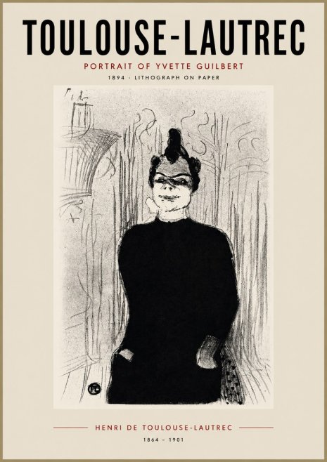 Toulouse-Lautrec Portrait of Yvette Guilbert No4 - Póster
