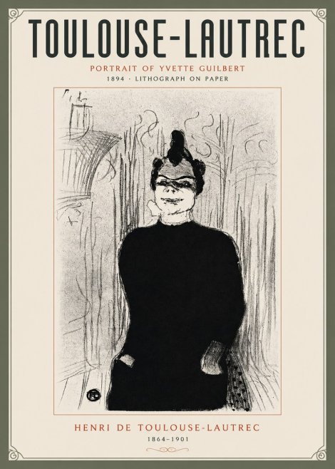 Toulouse-Lautrec Portrait of Yvette Guilbert No5 - Póster