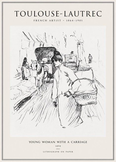 Toulouse-Lautrec Young Woman with a Carriage No1 - Póster