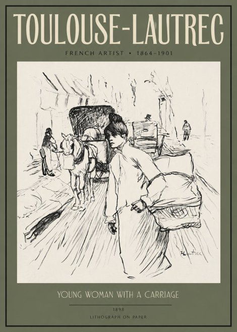 Toulouse-Lautrec Young Woman with a Carriage No2 - Póster