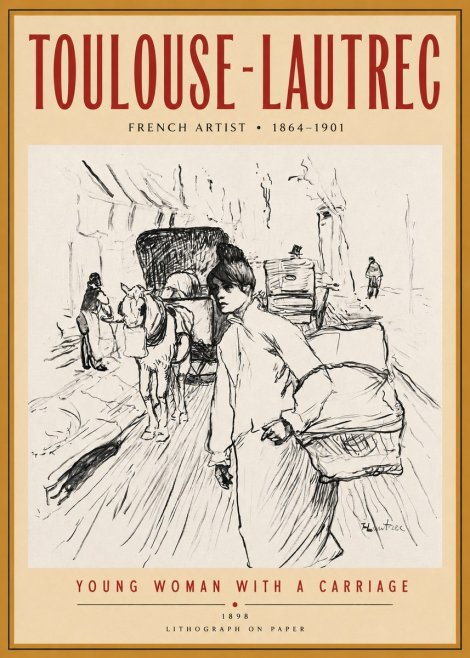 Toulouse-Lautrec Young Woman with a Carriage No3 - Póster