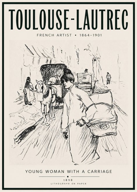 Toulouse-Lautrec Young Woman with a Carriage No4 - Póster