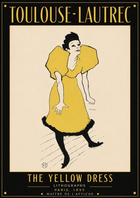 Toulouse-Lautrec The Yellow Dress No4 - Póster