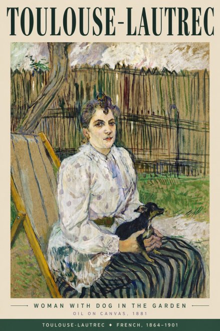 Toulouse-Lautrec Woman with Dog in the Garden No3 - Póster