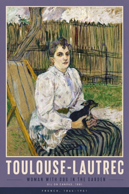 Toulouse-Lautrec Woman with Dog in the Garden No5 - Póster