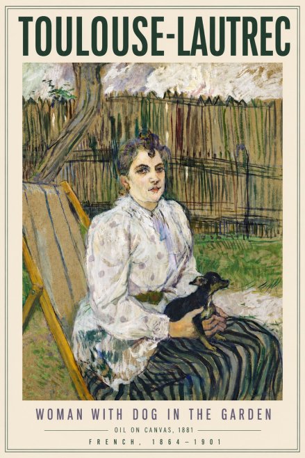 Toulouse-Lautrec Woman with Dog in the Garden No6 - Póster