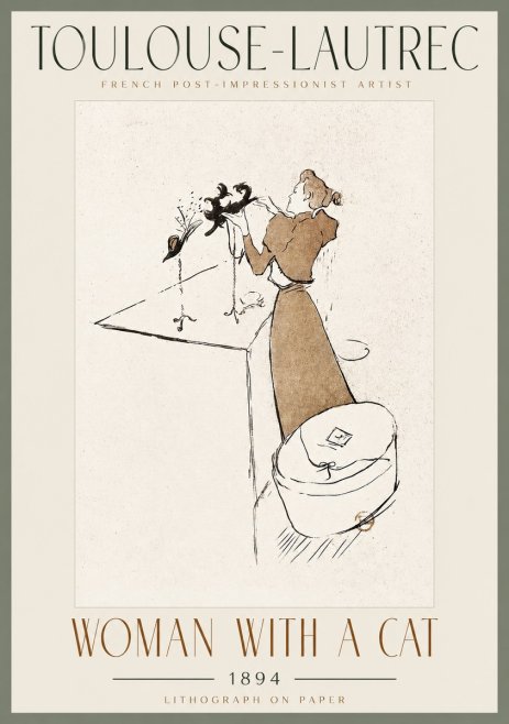 Toulouse-Lautrec Woman with a Cat No2 - Póster