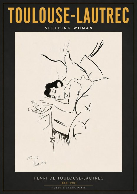 Toulouse-Lautrec Sleeping Woman No6 - Póster