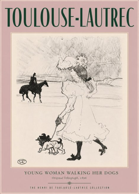 Toulouse-Lautrec Young Woman Walking Her Dogs No2 - Póster