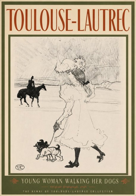 Toulouse-Lautrec Young Woman Walking Her Dogs No3 - Póster