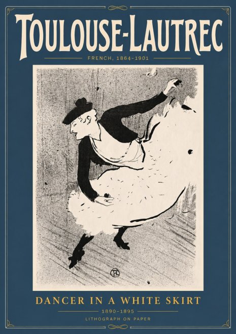 Toulouse-Lautrec Dancer in a White Skirt No4 - Póster
