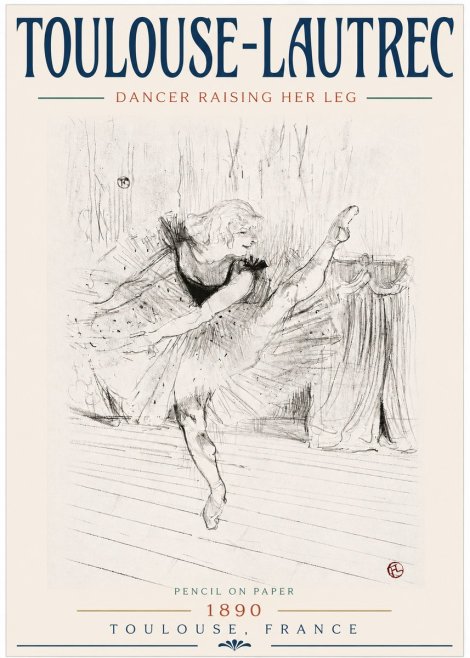 Toulouse-Lautrec Dancer Raising Her Leg No3 - Póster