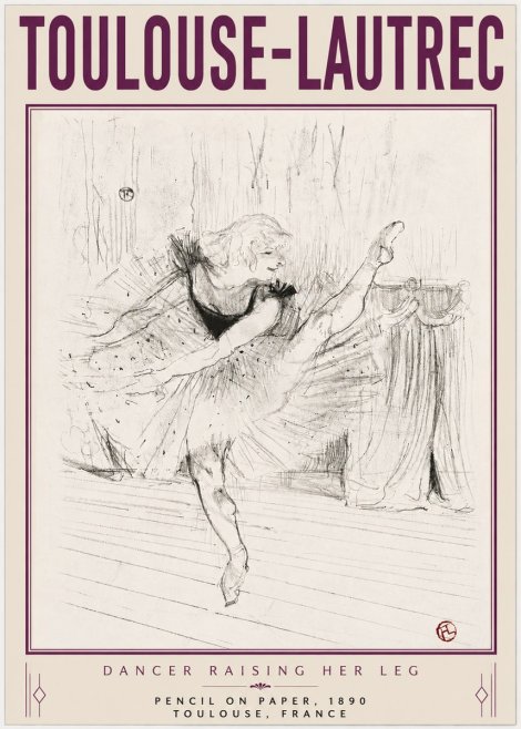 Toulouse-Lautrec Dancer Raising Her Leg No4 - Póster
