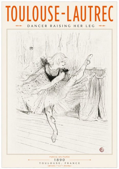 Toulouse-Lautrec Dancer Raising Her Leg No6 - Póster