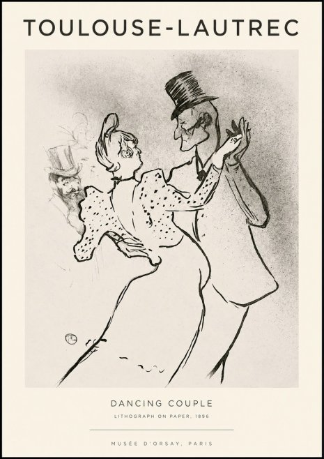 Toulouse-Lautrec Dancing Couple No1 - Póster